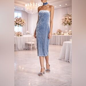 ARRIVE ACE CRUSHED VELVET CHOKER MIDI